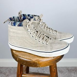 vans khaki suede high-top w chevron detail
